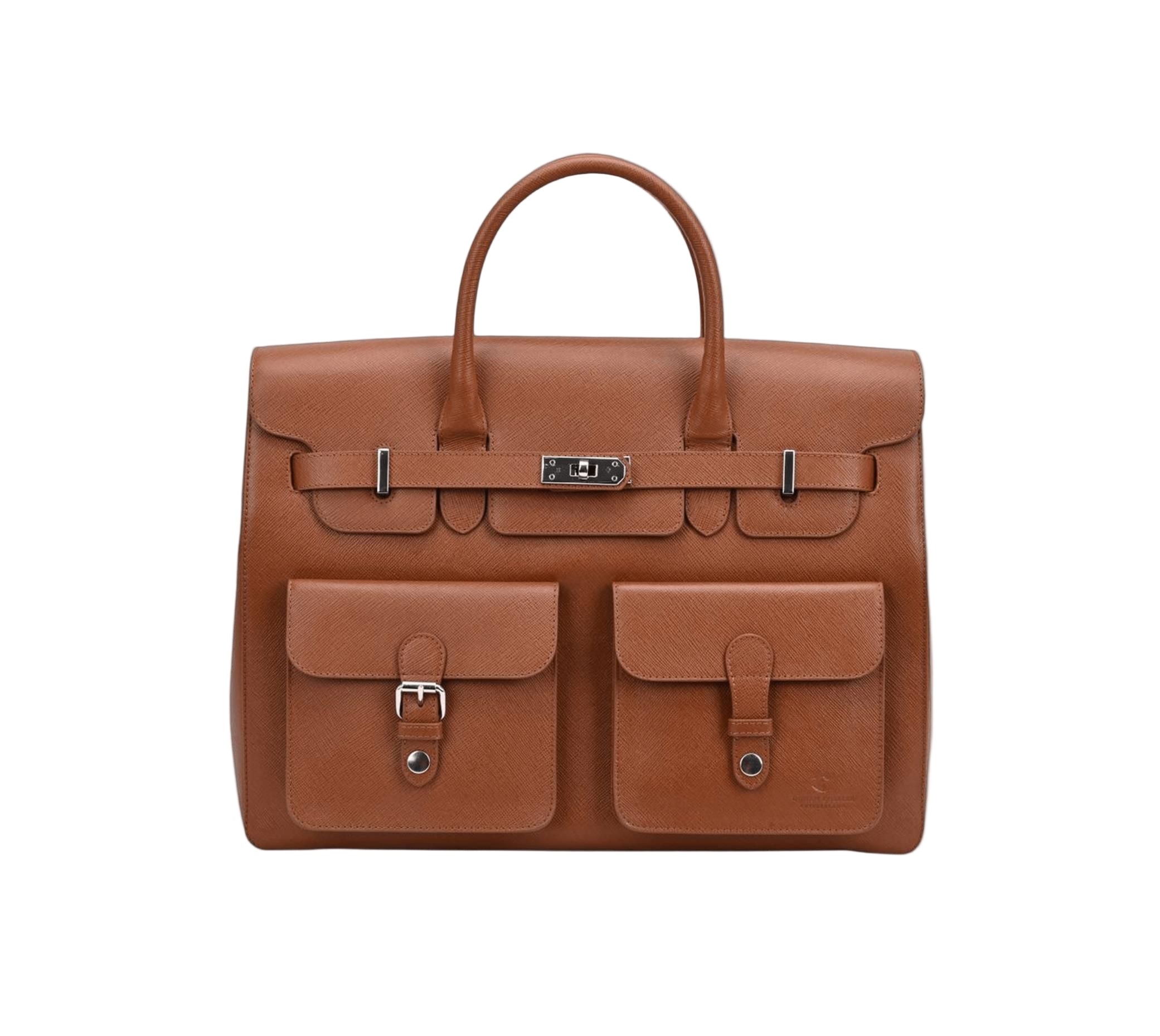 The Alvoro Cow Saffiano Unisex Bag Cognac - Indian Cobbler Switzerland