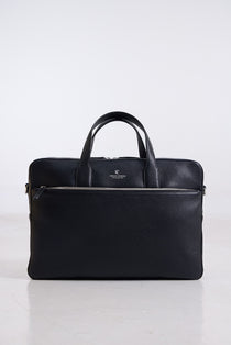 schwarze Leder-Laptoptasche